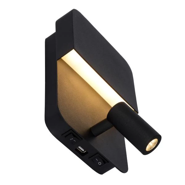 Lucide BOXER - Bedside lamp / Wall light - LED - 3000K - With USB charging point - Black - detail 2